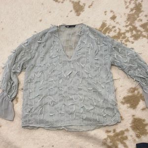 Zara Fringe Blouse Size Small